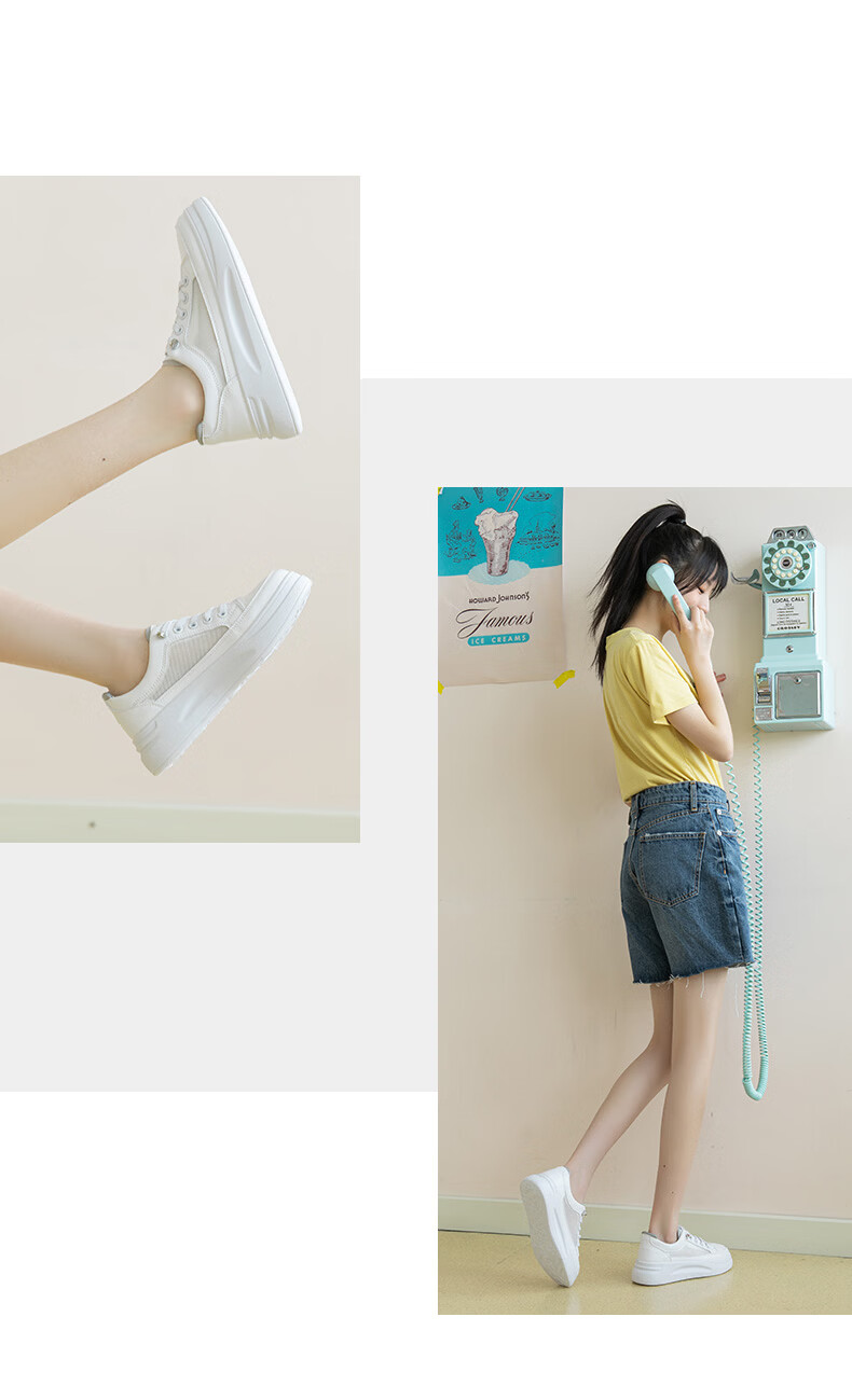 Daphne Women's Thick-Soled White Sneakers 2026 Summer New Breathable Mesh Sports Casual Shoes Trendy Ins Style Skate Shoes 11