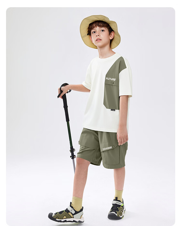 Balabala Boys' Short Sleeve Set Children's Two-Piece Outfit 2026 New Summer T-Shirt and Pants Cool and Comfortable 38