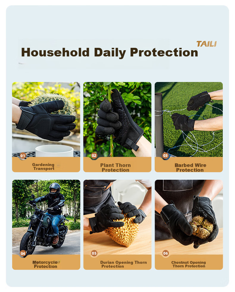 Taili Cut-Resistant Gloves Outdoor Mountaineering Hiking Tactical Cycling Motorcycling Beachcombing Sports Fitness Gardening Work Safety Protection Unisex Gloves Size S Black 3.0 11