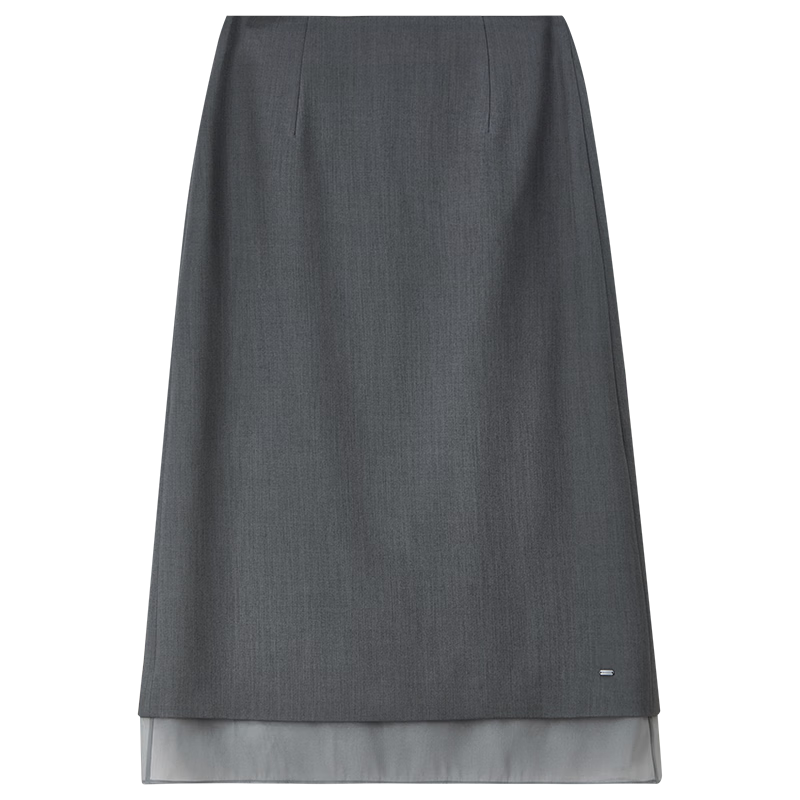 Shangdu Bila Urban Intelligent Commuter Women's Spring Elegant Slim Fit Elastic Waist A-Line Chiffon Midi Skirt