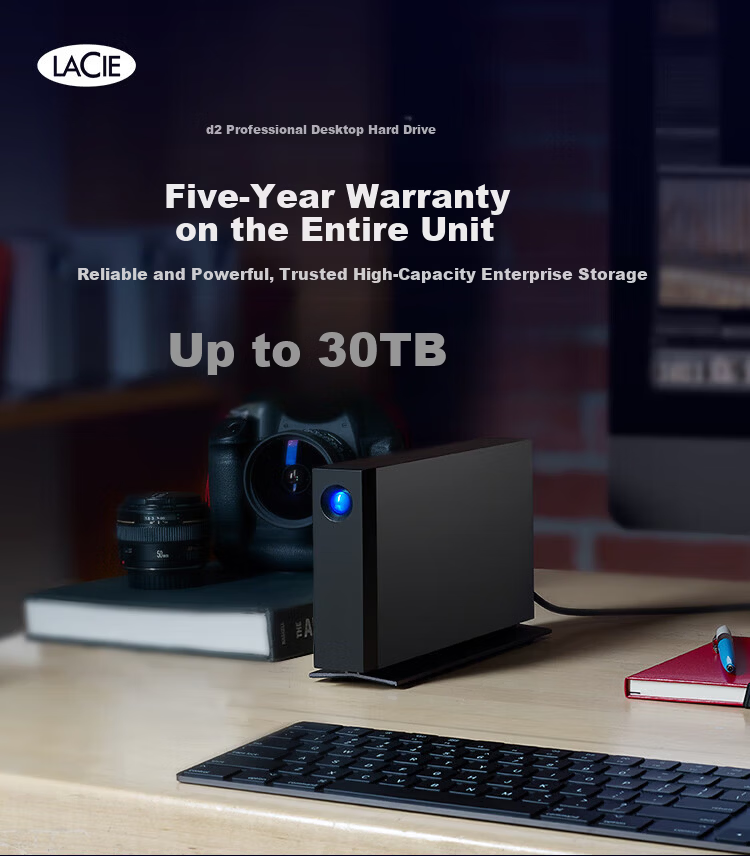 LaCie d2 4TB Enterprise-Class Desktop External Hard Drive 3.5-inch CMR Vertical Mechanical HDD Type-C USB 3.1 High-Speed with Data Recovery Service 1
