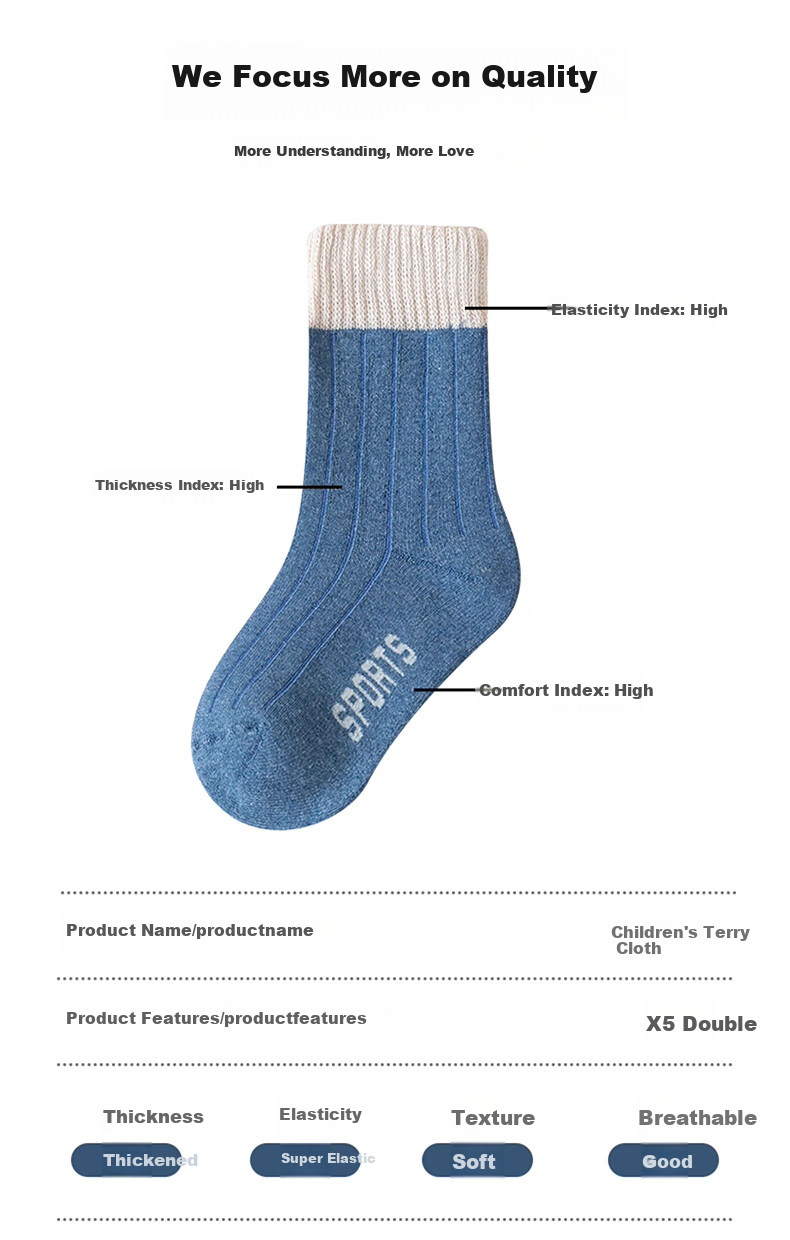 Miiow 5 Pairs Kids Socks Boys Autumn Winter Thickened Fleece Mid-Calf Cotton Terry Warm Socks for Older Children and Teens 2