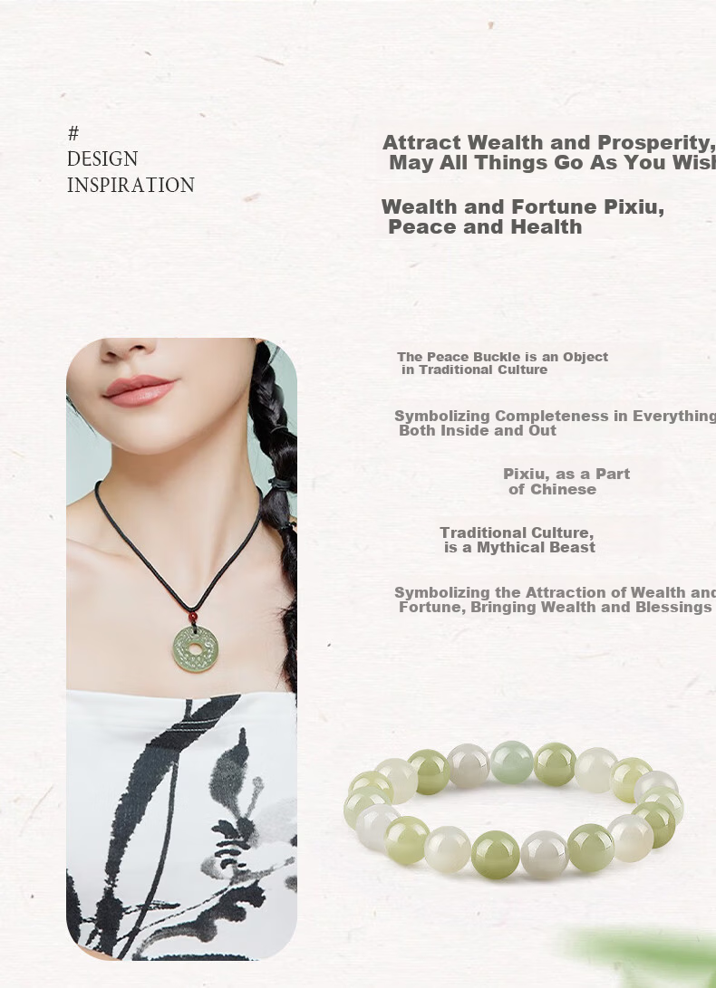 ALLOVE Pixiu Hetian Jade Pendant Unisex Safety Buckle Jade Necklace Birthday 520 Valentine's Day Gift for Girlfriend Wife 2