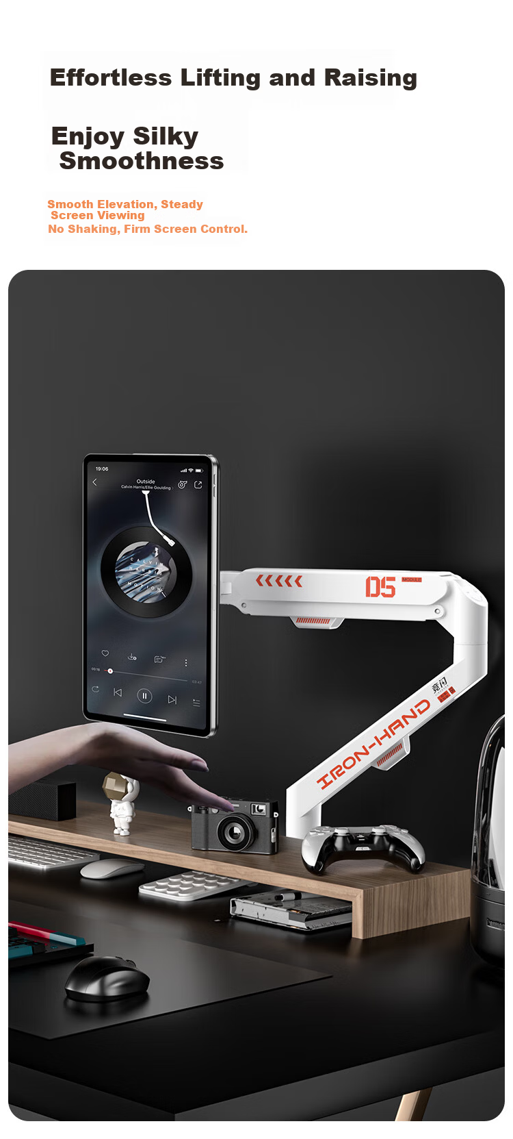 Jingshan iPad Contact Charging Cantilever Stand Magnetic Charging Backplate Set VESA Wireless Charger Apple Mechanical Arm Tablet Stand Air Pro 360-Degree Rotating Stand 11