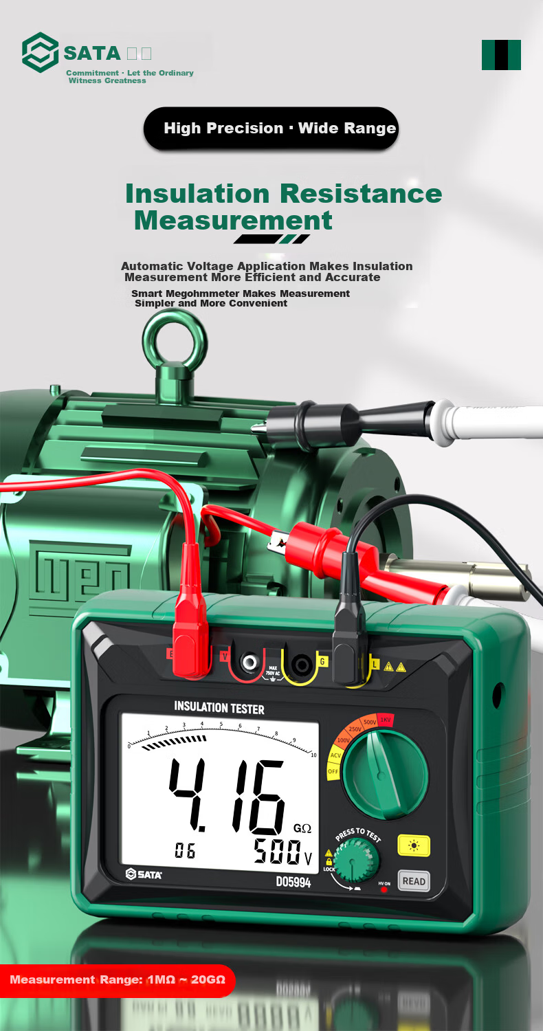 SATA Insulation Resistance Tester Digital Electronic Megohmmeter High Voltage 1000V Leakage Meter D05994 6