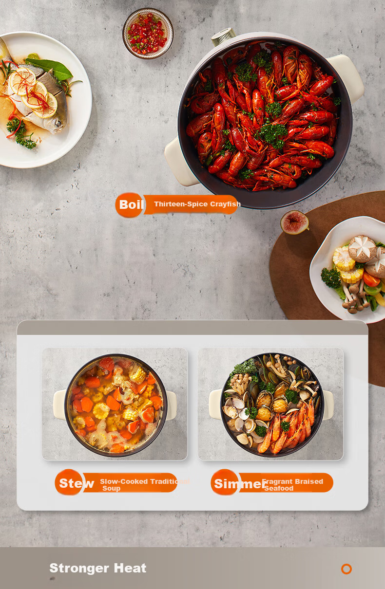 Joyoung ZMD Safe Series Electric Hot Pot Household Electric Frying and Cooking Pot 1600W Power 3-Speed Adjustment Large Diameter Deep Pot 6L Capacity HG60-G501 3