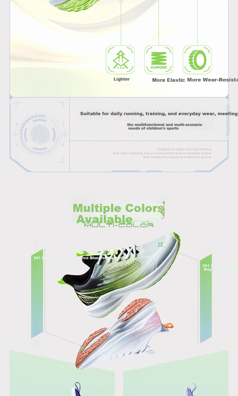 361° Flash Speed 3.0 Children's Racing Running Shoes, Summer Youth Breathable Quick-Rebound Sports Exam Shoes, White, Size 40 11