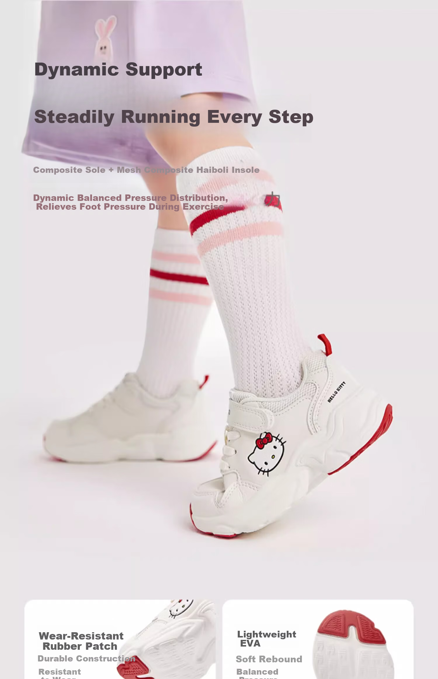 DAVE & BELLA Hello Kitty Collaboration Children's Sneakers Spring And Autumn Girls' Shoes White Sneakers 7