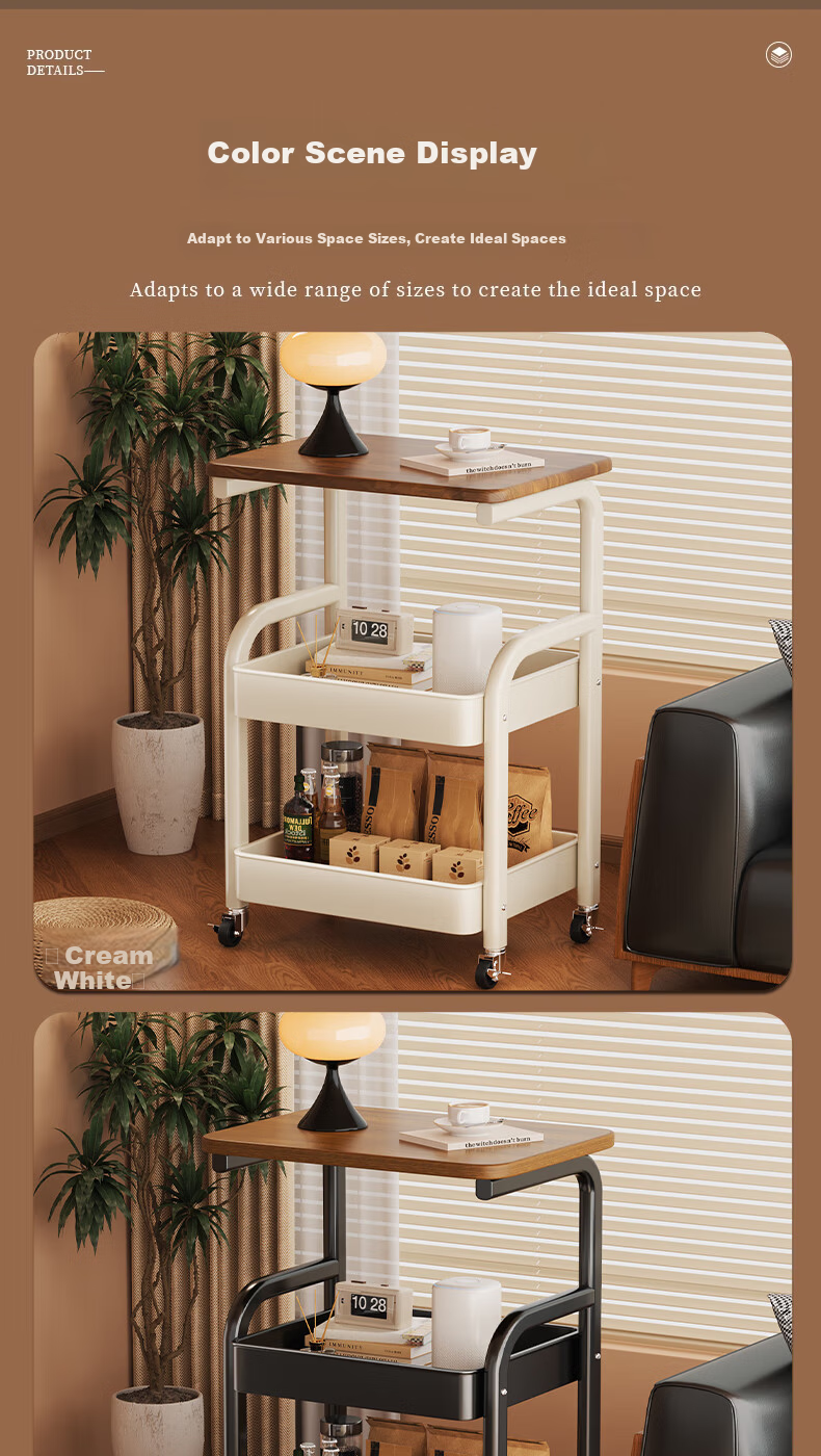 Century Zhenghe Kitchen Storage Rack Floor Cart Bedside Cabinet Living Room Mobile Snack Multi-layer Storage Shelf 8