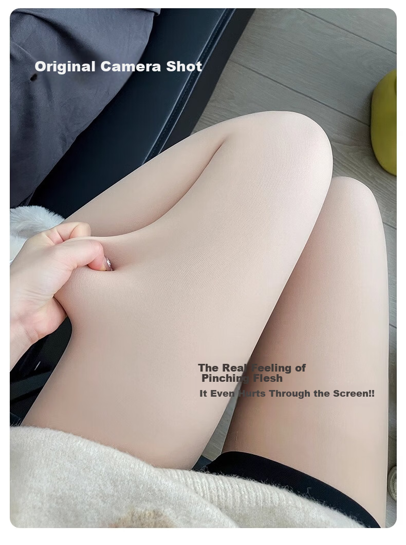 Caramella Nude Effect Thickened Fleece Lined Footed Tights for Women Autumn Winter Slimming Skin Tone Leggings 13