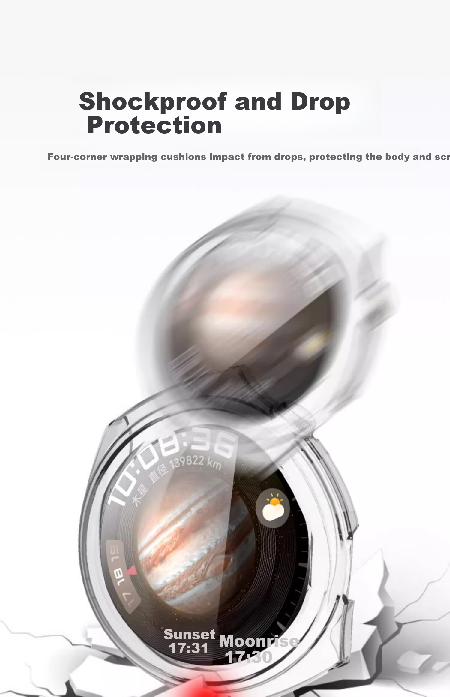 CHENSONG Huawei Watch 5 46mm PC Tempered Glass Protective Case - Transparent Shockproof and Wear-Resistant Cover 7