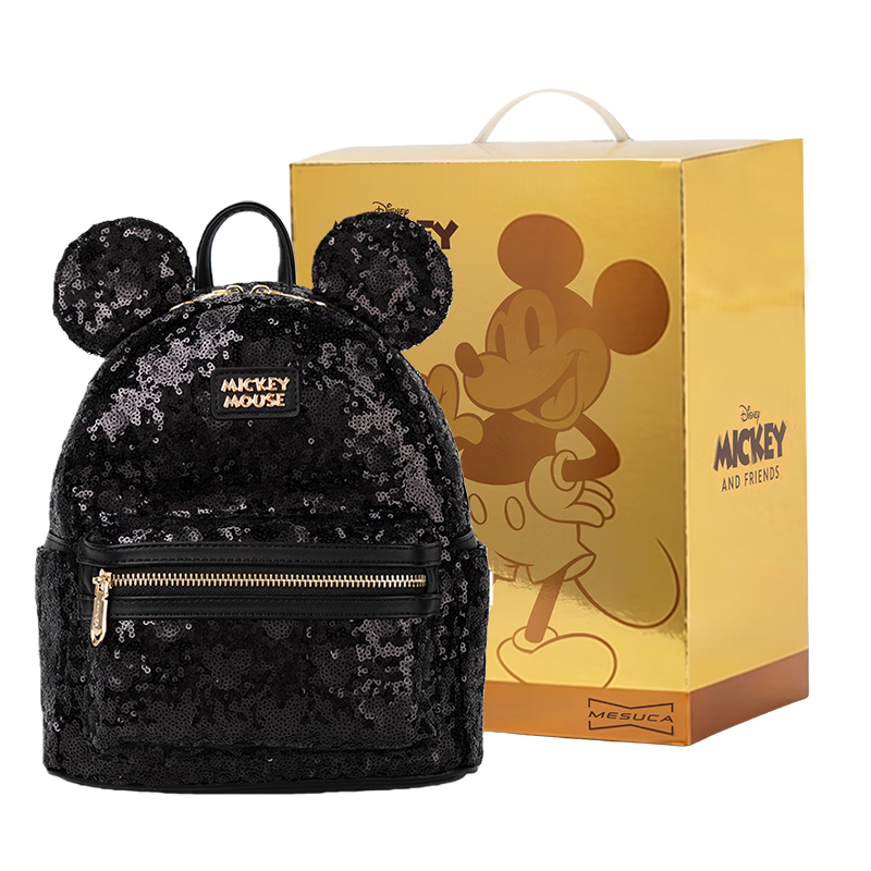 Disney Women's Backpack Fashion Girl Mickey Double Shoulder Bag Birthday Gift Box Set