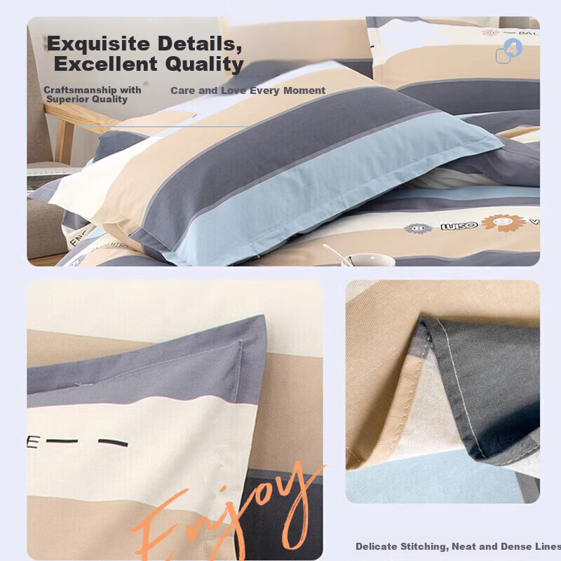 AVIVI Class A Cotton Pillowcase Set, Pure Cotton Single Pillow Covers, Pair of Pillow Inserts, Roman Era Design, 48x74cm