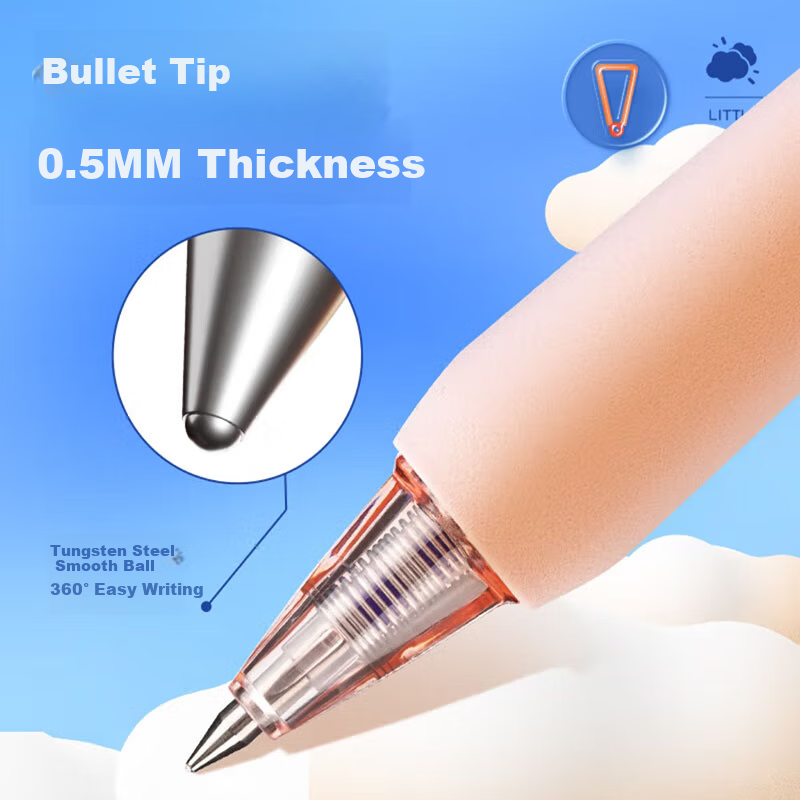 M&G Erasable Gel Pen 0.5mm Crystal Blue Retractable Bullet Tip Signature Pen with Small Sponge Sleeve, High-Value 12-Pack AKPH3220B2 3