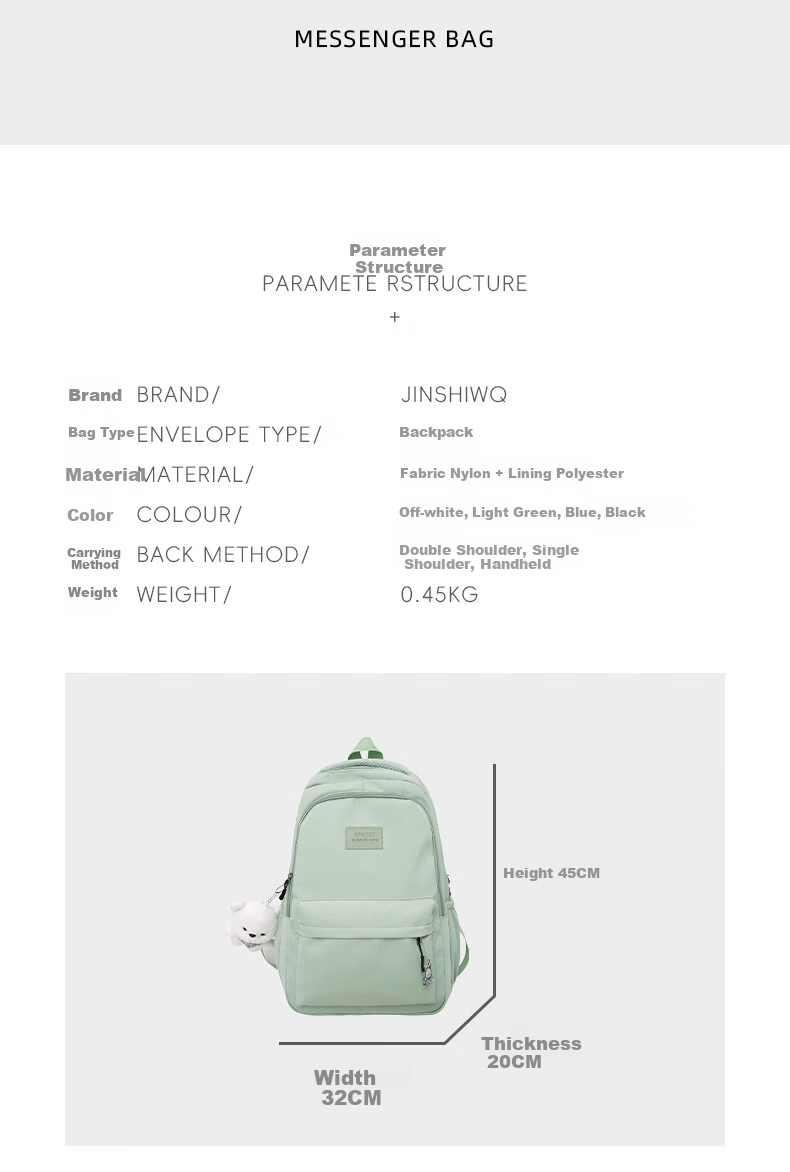 JINSHIWQ Large Capacity Backpack for Girls, Junior High and High School Students, Travel Shoulder Bag, Stylish Commuter Laptop Backpack for College Students 2