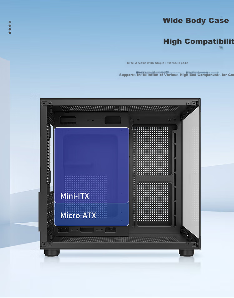 Ziyi Desktop Seaview Computer Case White No A-Pillar (Top 360mm Water Cooling/M-ATX Motherboard/9 Fan Slots/Long GPU) 9