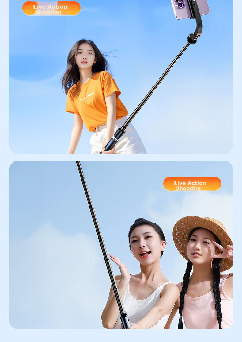 Suoying [Hot Sale 500K+] Selfie Stick Tripod Phone Holder Floor Stand 360° Rotation Anti-Shake 3-Axis Gimbal Portable Travel Live Streaming Desktop Shooting Rod 10