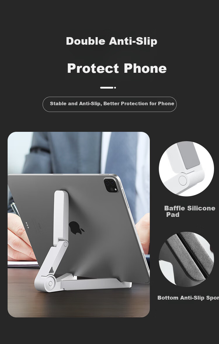 HAILE Mobile Phone and Tablet Stand Desktop Tablet Holder Foldable Bedside Lazy Stand AM-1 White 4