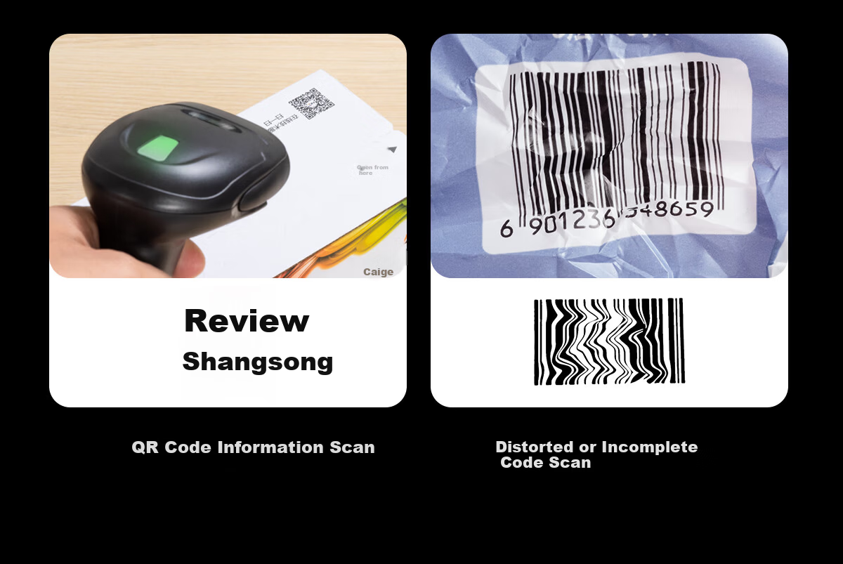 Caige Barcode Scanner, QR Code Scanning Gun, Pharmaceutical Traceability Code Scanner, Barcode And QR Code Scanner for Cashier And Payment, Express Delivery, Supermarket Logistics, Spare Parts Warehouse Wired Scanner 4
