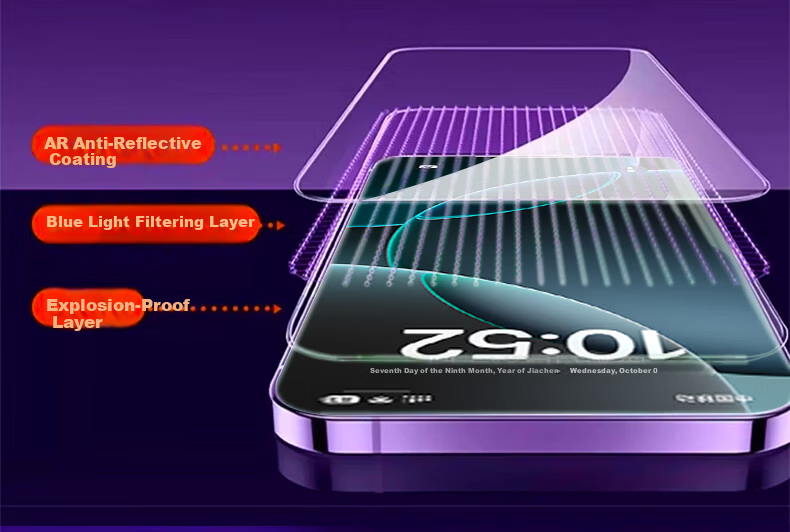 Baozou [3-Pack - Replacement Guaranteed] Tempered Glass Screen Protector for IPhone 11 Pro, Anti-Blue Light, Shatterproof, HD Full Coverage Glass Protective Film 2