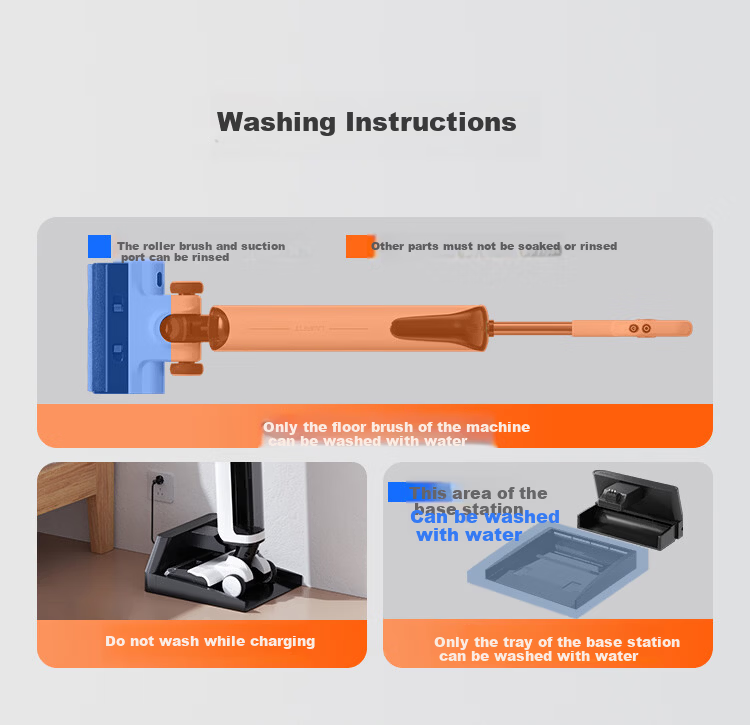UWANT Cloud Plus Large Door Model Floor Washer with 0-Gravity Handle Push-In Base Station, Home Electric Mop with Vacuum, Wash, and Self-Cleaning Functions 33
