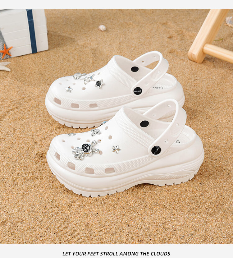 DAPHNE Women's Cloud Hole Shoes 2026 New Summer Soft Sole Thick Sole Height Increasing Casual Sandals 16
