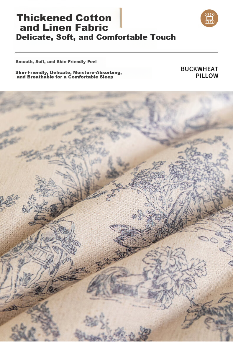 Grace Natural Buckwheat Husk Pillow Chinese Style Cotton Linen Buckwheat Pillow Cervical Pillow 35*55cm 5