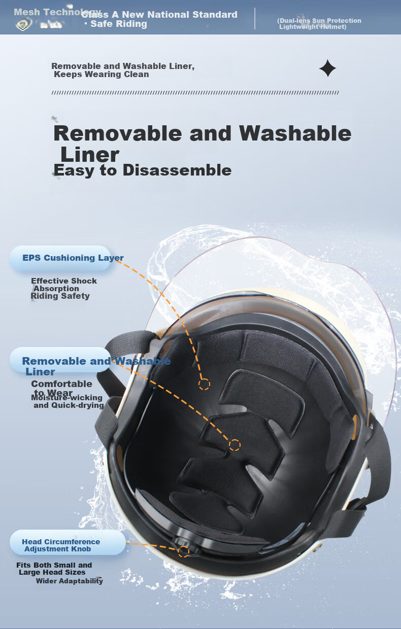 Geshu Electric Motorcycle Helmet 3C Certified Four-Season Universal Half Helmet with Dual Visors for Men and Women Electric Scooter Riding Safety Helmet 8