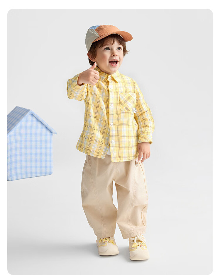 Balabala Kids Long Sleeve Shirt Boys and Girls 2026 Spring Autumn Plaid Top [Mall Same Style] 19