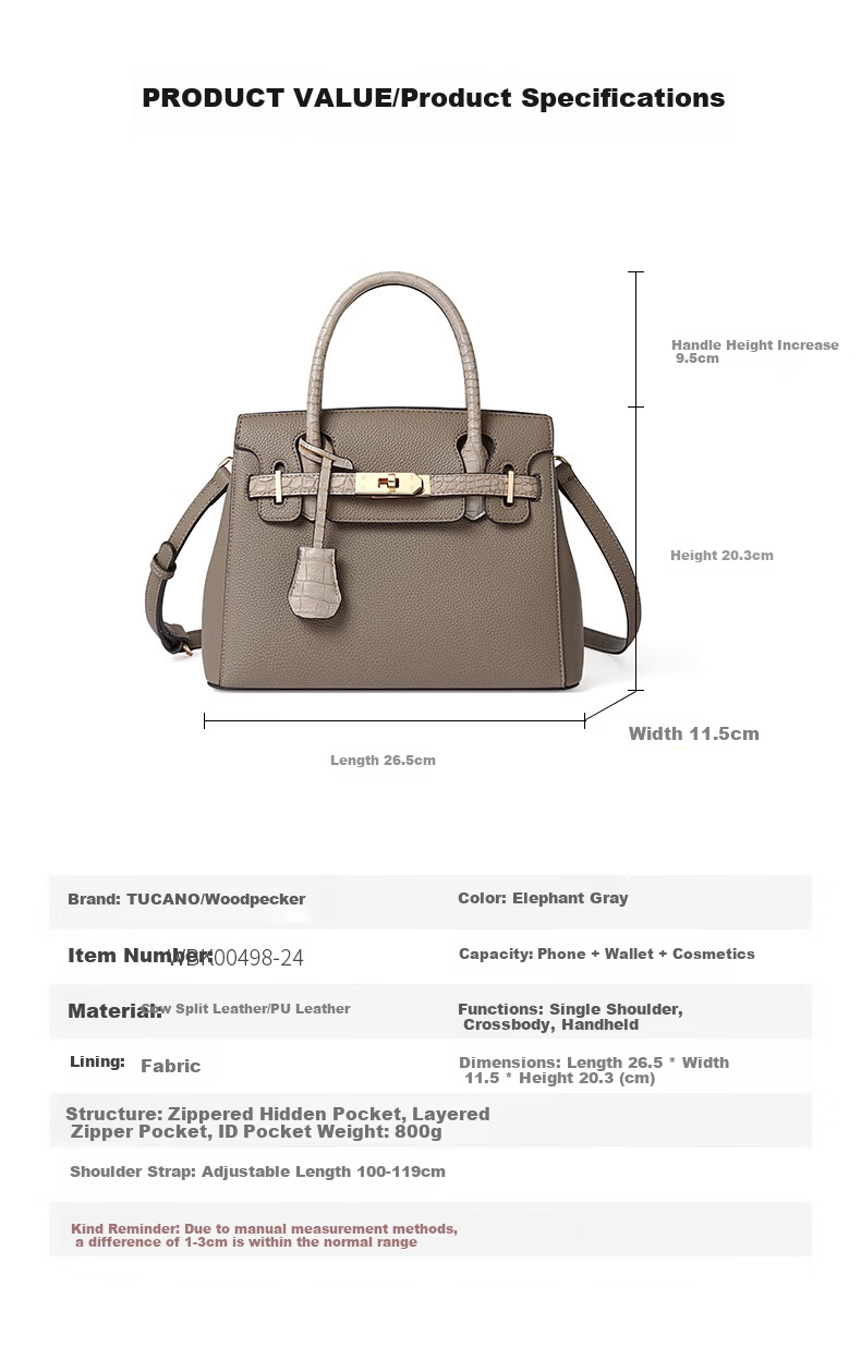 TUCANO 2026 New Women's Leather Handbag Luxury Kelly Shoulder Crossbody Bag Mother's Day Gift 14
