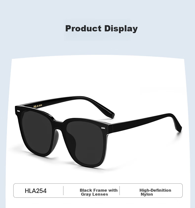HLA Men's Black Square Sunglasses UV Protection Driving Sunglasses Women's Gift 9