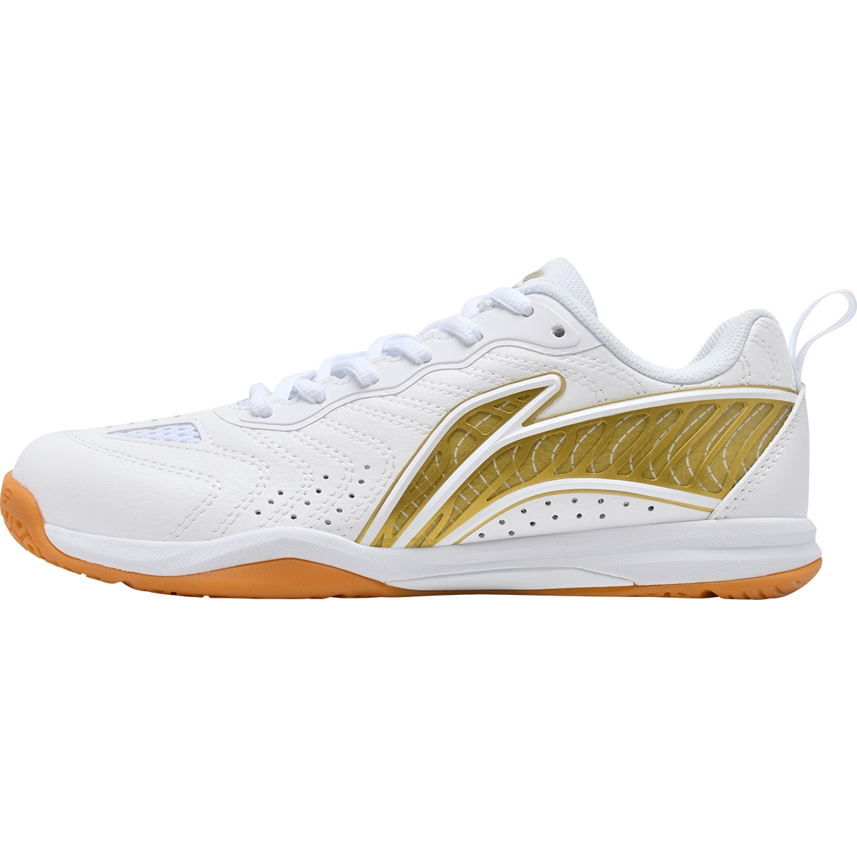 Li-Ning Table Tennis Shoes Eagle Eye 3.0, Non-Slip, Wear-Resistant, Breathable, Professional Training Sports Shoes, Unisex, White/gold, Size 44