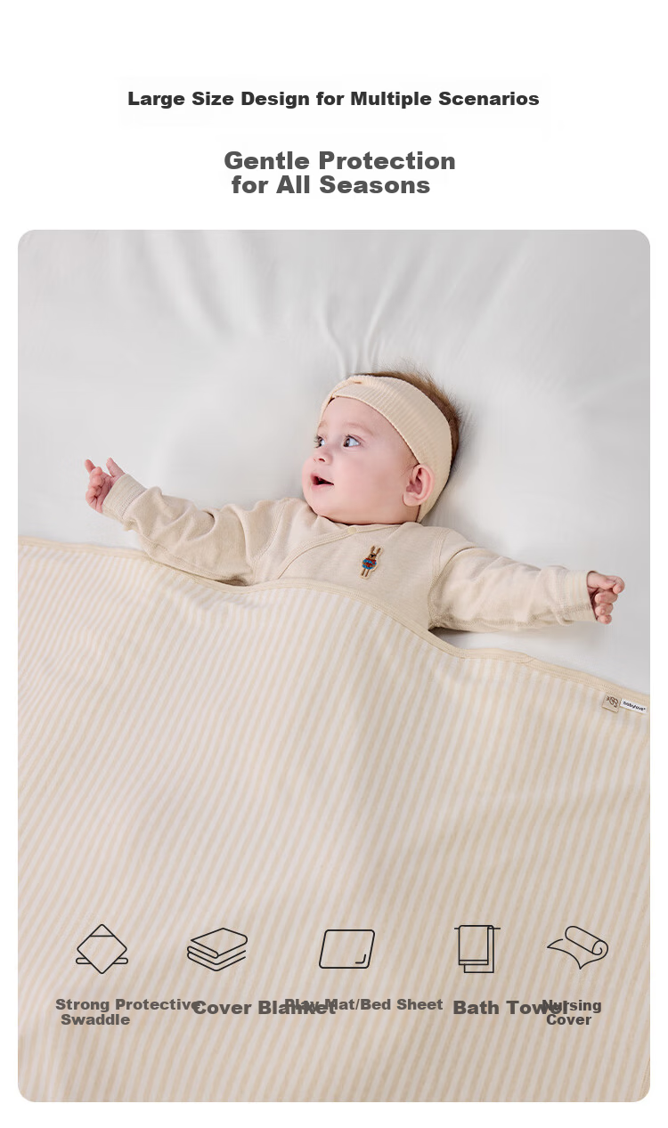 Babylove Newborn Cotton Swaddle Blanket Spring Autumn Baby Wrap Anti-startle Cotton Blanket Maternity Supplies - 90*90cm 4
