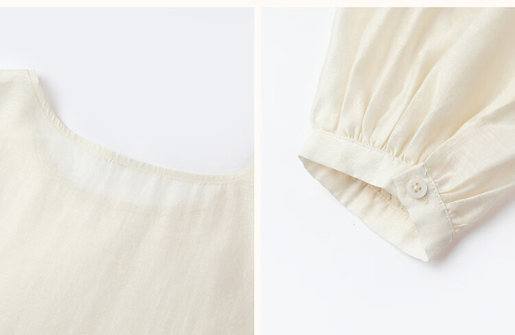 Demana [Shu Yang Pai] Spring and Autumn Acetate Linen Lyocell Blend Lantern Sleeve Straight Loose Shirt for Women 27