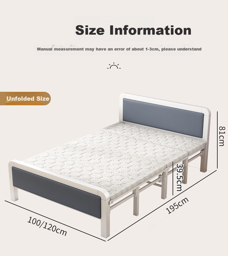 Chibilun Folding Bed Single Bed Home Office Nap Bed Military Bed Hardboard Bed Four-Fold Bed 1.5m Simple Bed 8