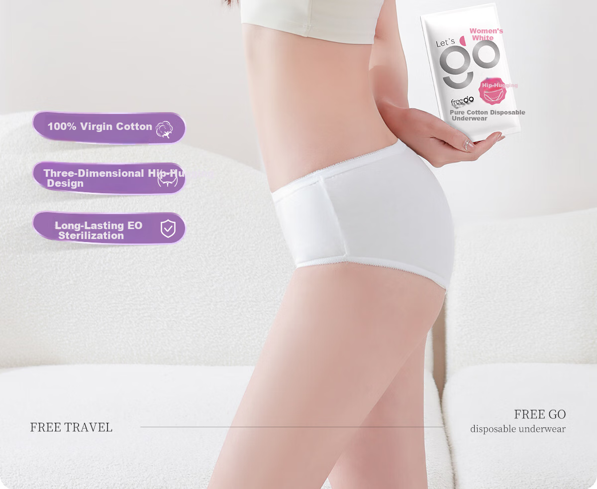 Freego Disposable Women's Cotton Sterile Postpartum Maternity Travel Antibacterial Underwear White L Size 20 Pieces 3