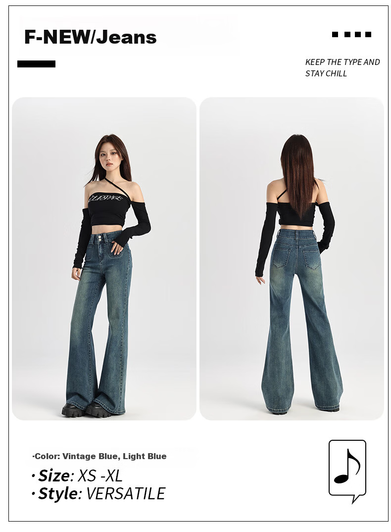Pierre Cardin Jeans for Women, Summer Casual Slimming Heightening Versatile Fashion High-Waisted Wide-Leg Pants, Vintage Blue, Size L 38