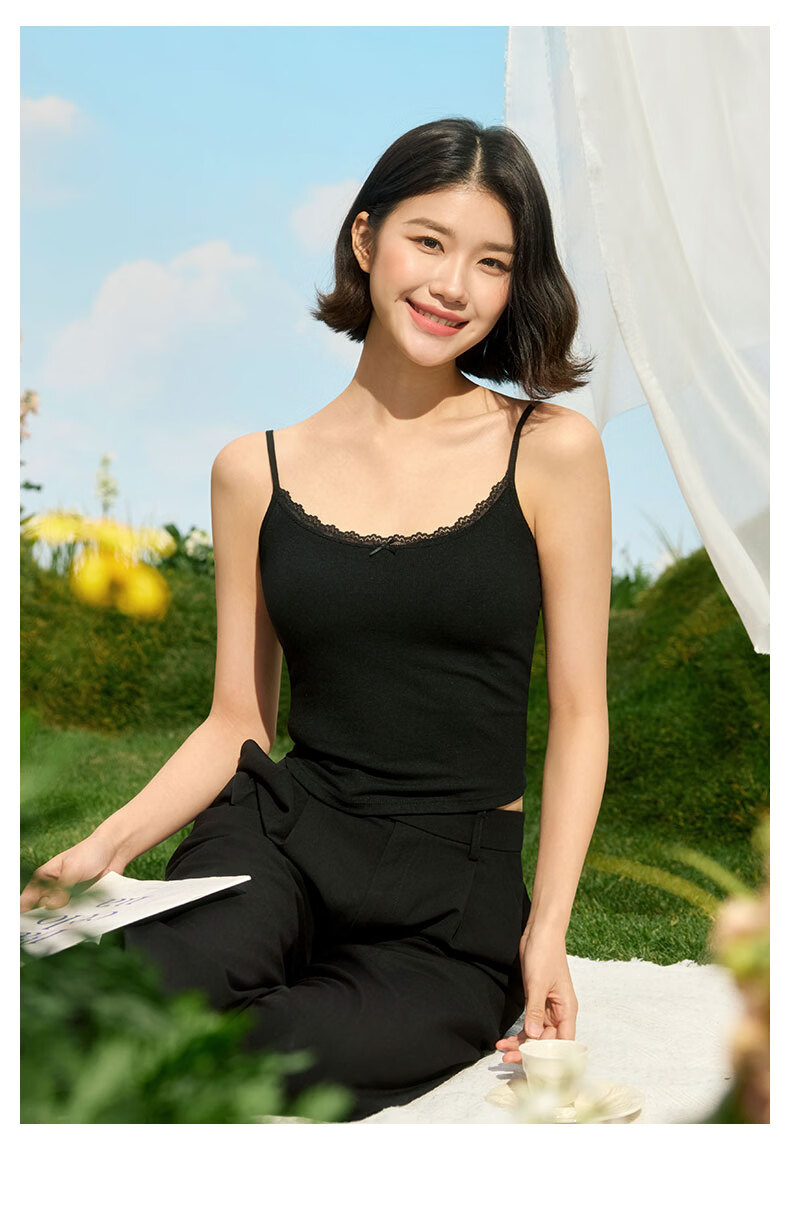 MiiOW U-Neck Lace Camisole with Built-in Bra Pad Women's Summer Sleeveless Outerwear and Innerwear Backless Underwear 14