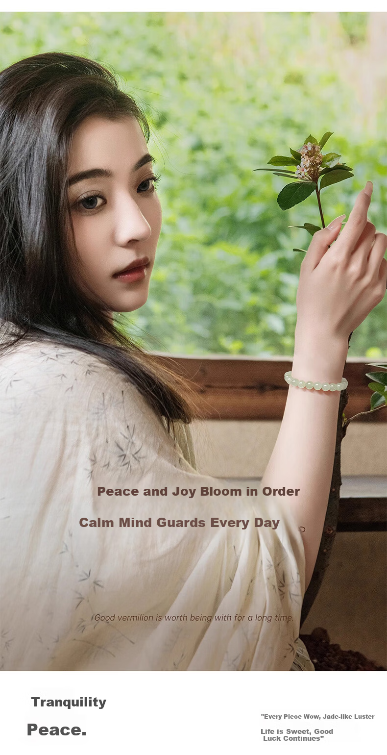 Sino Gem Light Clear Hetian Jade Bracelet for Women Natural Jade Beaded Bracelet Anniversary Birthday Gift for Girlfriend Wife 13