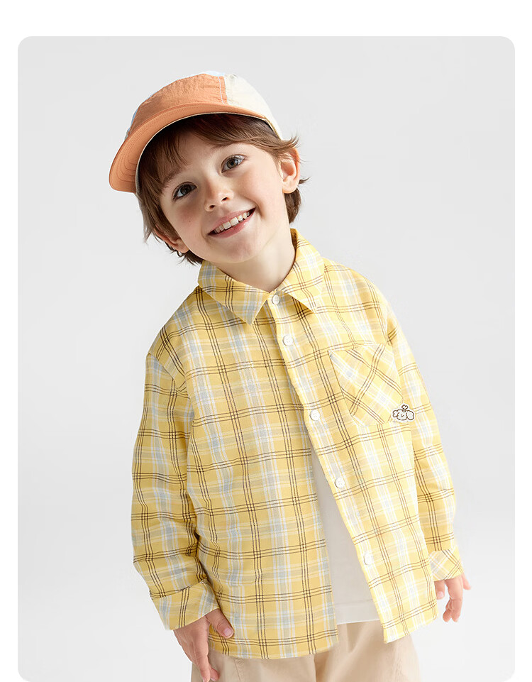 Balabala Kids Long Sleeve Shirt Boys and Girls 2026 Spring Autumn Plaid Top [Mall Same Style] 17