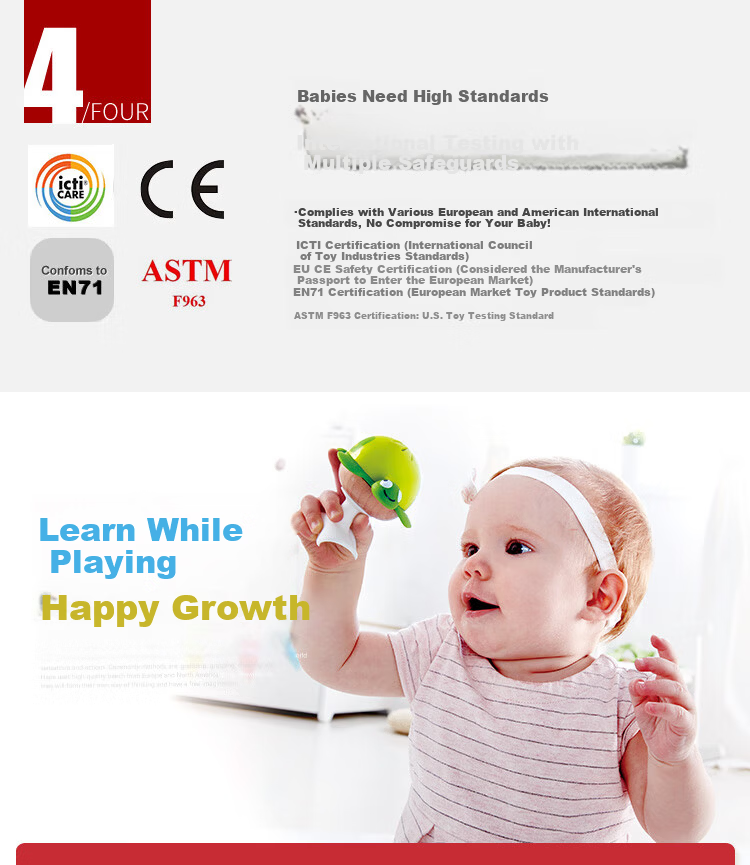 Hape (Germany), Infant Rattle Toy, Soothing Smiling Flower Rattle, Teether, Newborn Christmas Gift, E0133 6