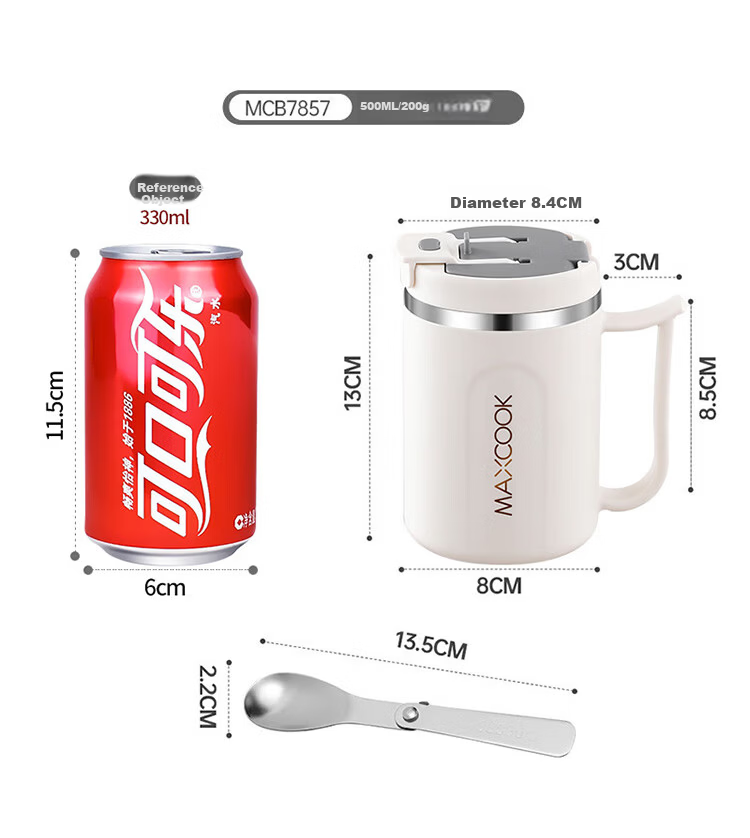 MAXCOOK 304 Stainless Steel Mug Home Office Coffee Brewing Cup with Straw High Cool Gray MCB2467 4