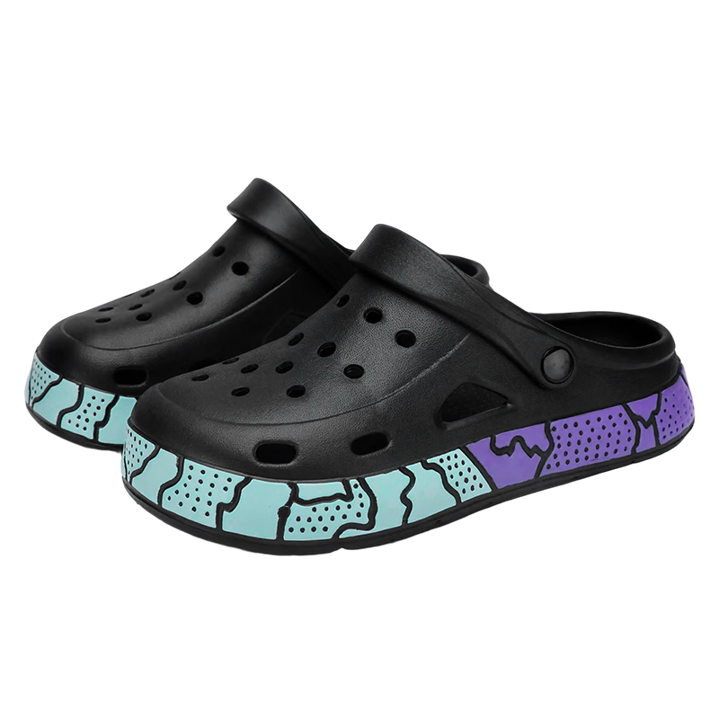 Cartelo Crocodile Men's Summer New Soft Sole Closed Toe Thick Sole Water Shoes 1863 Black Size 44-45