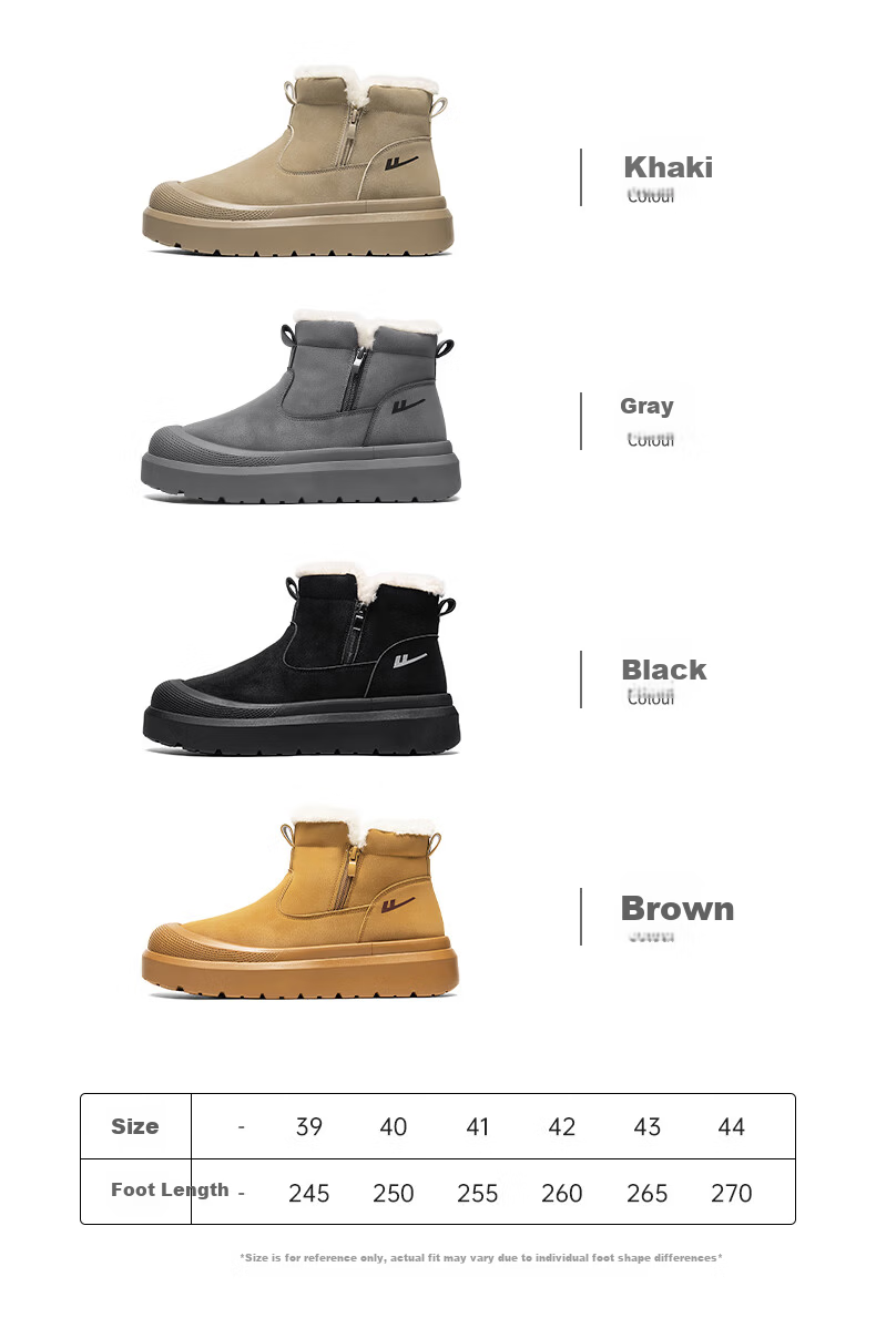 Warrior Men's Snow Boots 2025 Autumn Winter New Men's Cotton Shoes Fleece Thickened Warm Casual Shoes Brown Size 40 3
