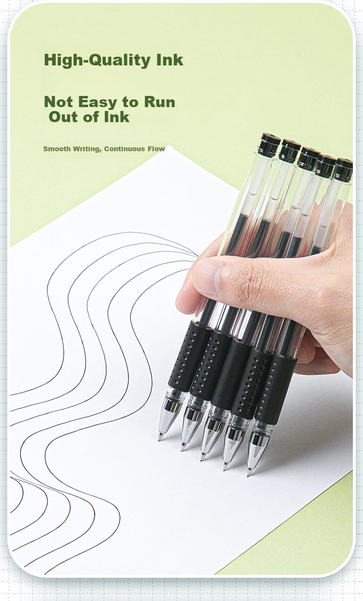 GuangBo 60-Pack Black 0.5mm Gel Ink Pens Bullet Tip Cap-Off Signature Pens Classic Office Business Student School Supplies ZX9533D 2