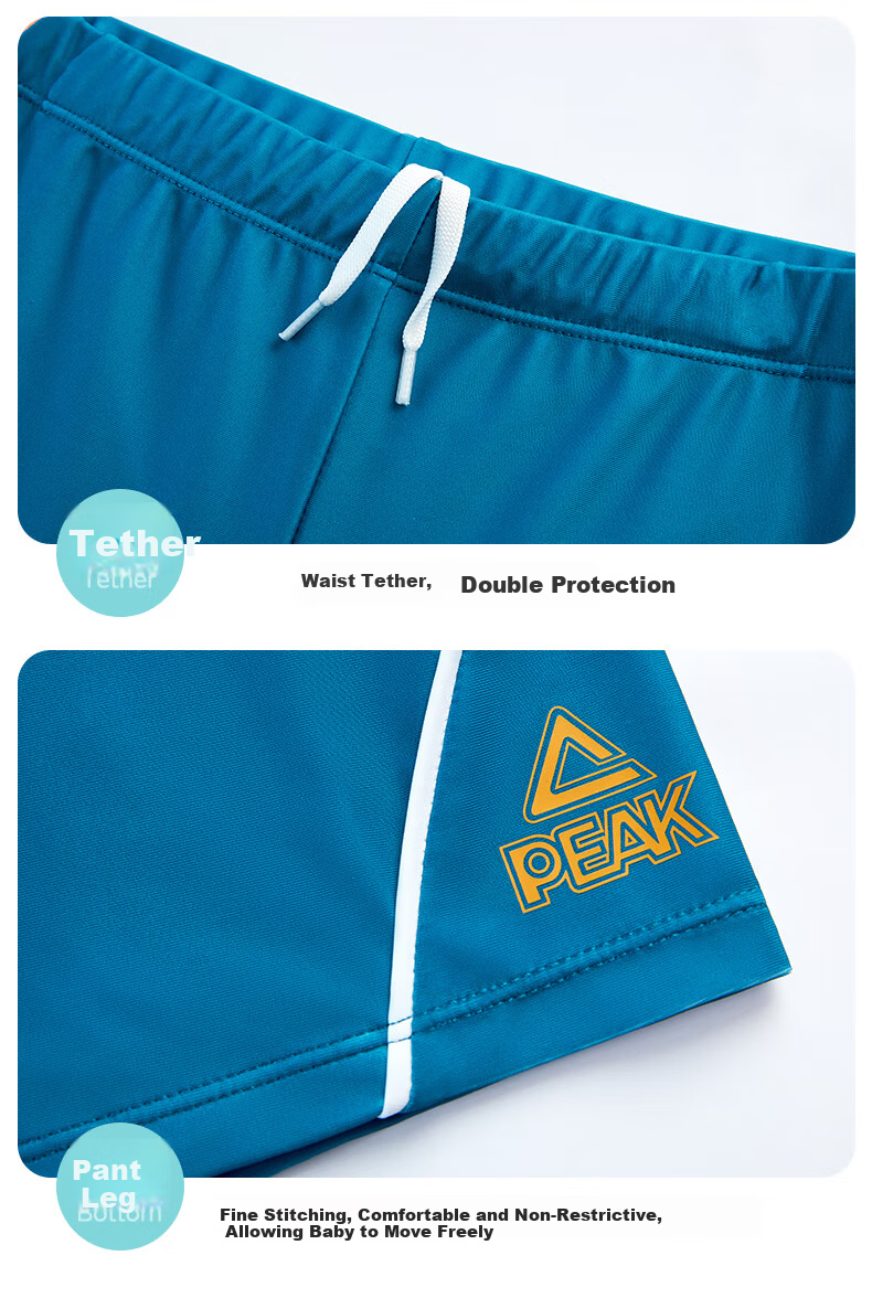 PEAK Kids Two-Piece Swimwear Boys Youth Thermal Swimwear Deep Blue 120 12