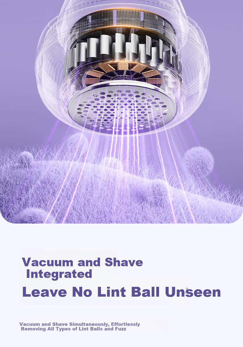 AUX Fabric Shaver Lint Remover Hairball Trimmer Clothes Defuzzer Purple Standard Edition [Gentle on Clothes] 18