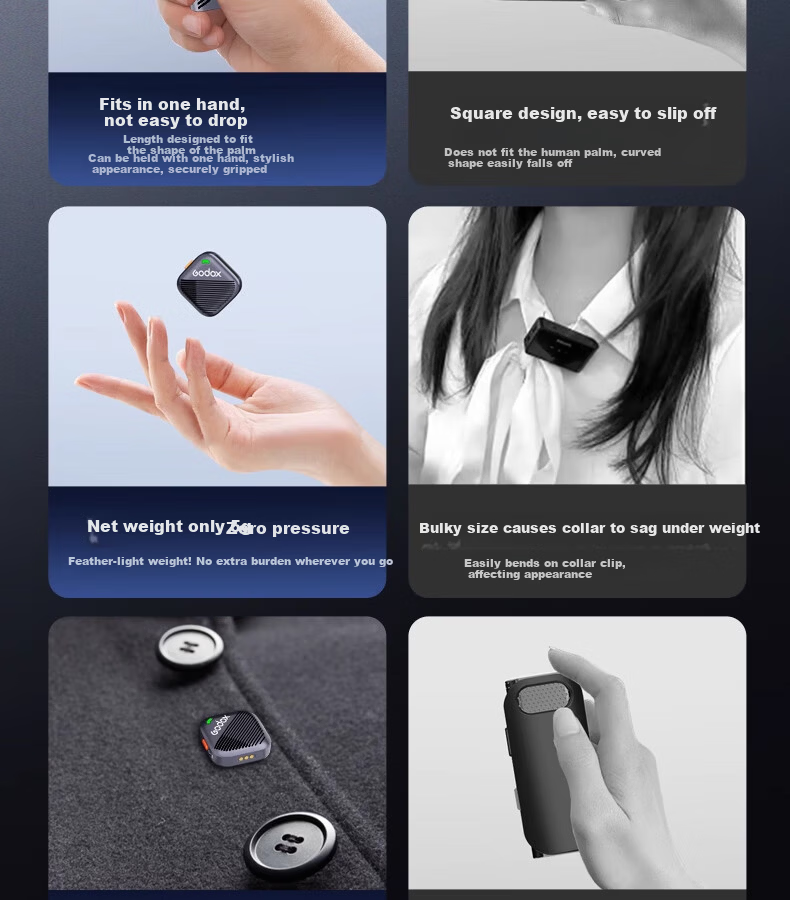 Godox Cube Wireless Lavalier Microphone, Outdoor Interview Vlog Live Streaming Recording Noise Reduction Sound Card, Mini Button Microphone [One-To Type-C Version] 2