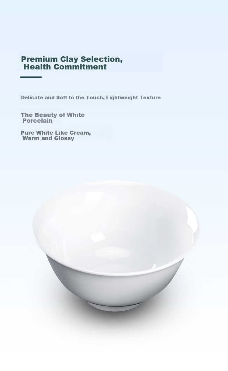 Changnan Ceramic High-Temperature Pure White Dinnerware Household Rice Bowls Porcelain Solid Color 4.7-Inch 6-Piece Healthy Porcelain Bowl Set 3
