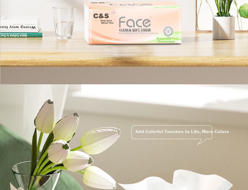 C&S Facial Tissues, Pink Face, 3-Ply, 100 Sheets, 8 Packs, PR250-48R/PR296 Single Pack 8